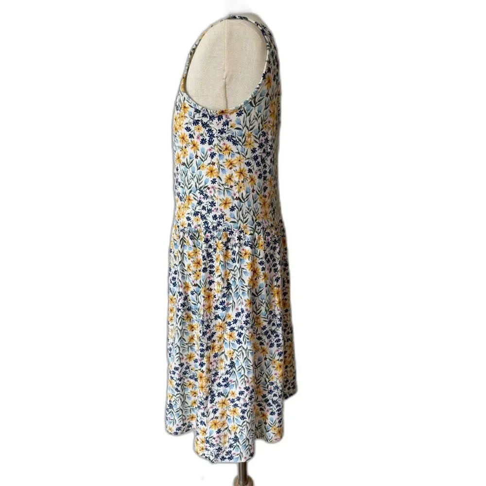 White Spring Flowers Girls Sleeveless Floral Sundress by Old Navy sz Large 10/12